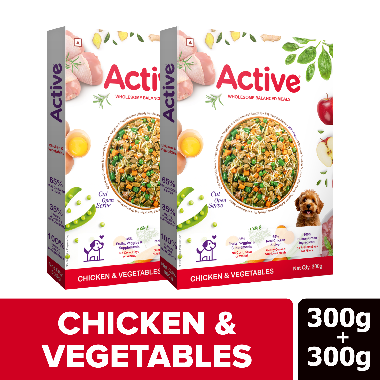 Active Chicken and Vegetable Biryani & Chicken and Pumpkin Fresh Food for Dogs Combo Dogs-Fresh Food Active