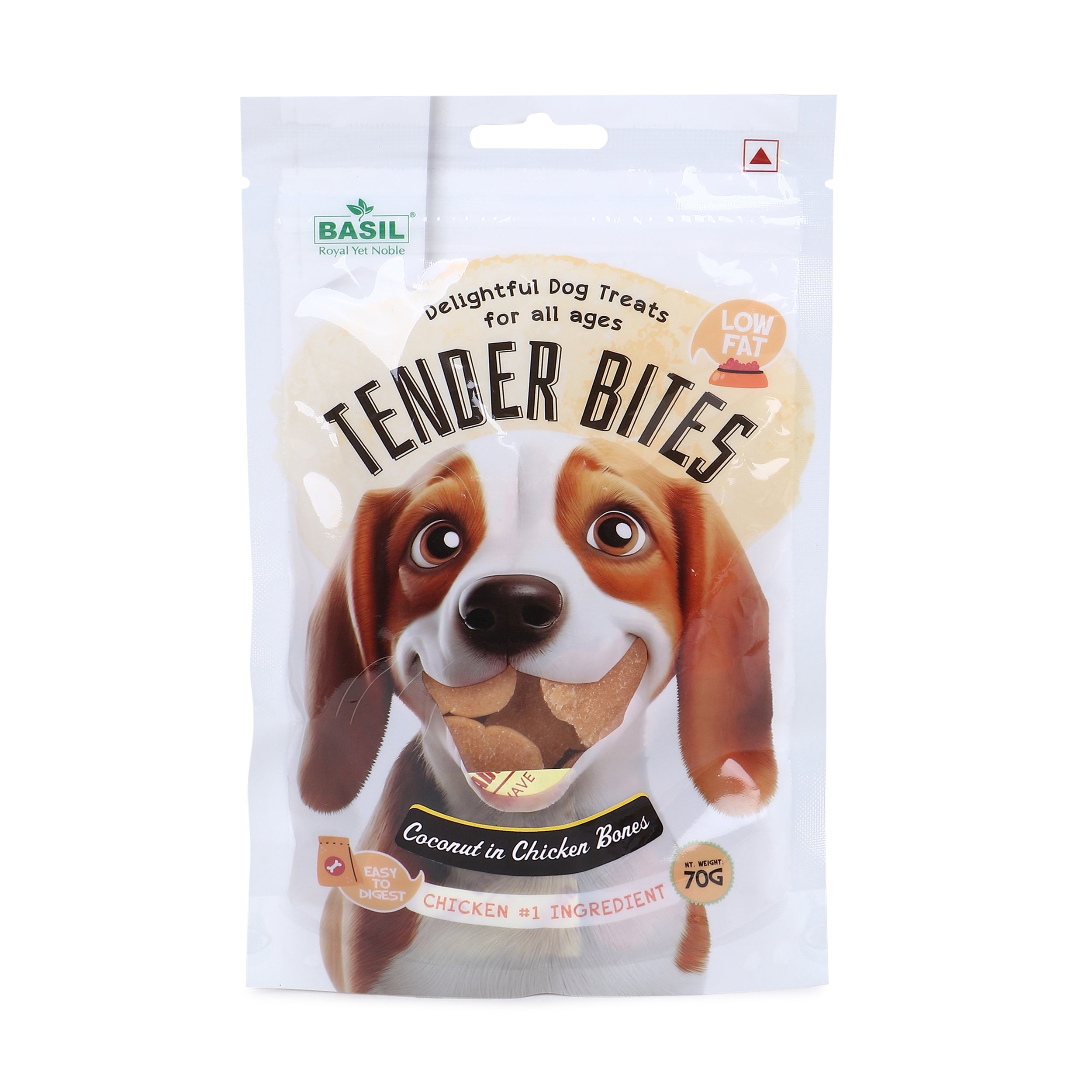 Basil Tender Bites Coconut in Chicken Bone Dog Treats Dog Treats + Others Basil 70g