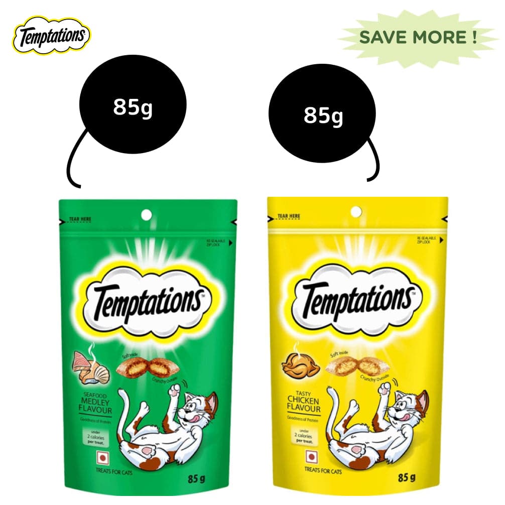 Temptations Tasty Chicken and Seafood Medley Flavour Cat Treats Combo Cats-Treats & Others Temptations 2x85g