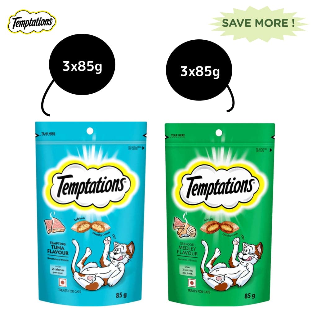 Temptations Tempting Tuna and Seafood Medley Flavour Cat Treats Combo