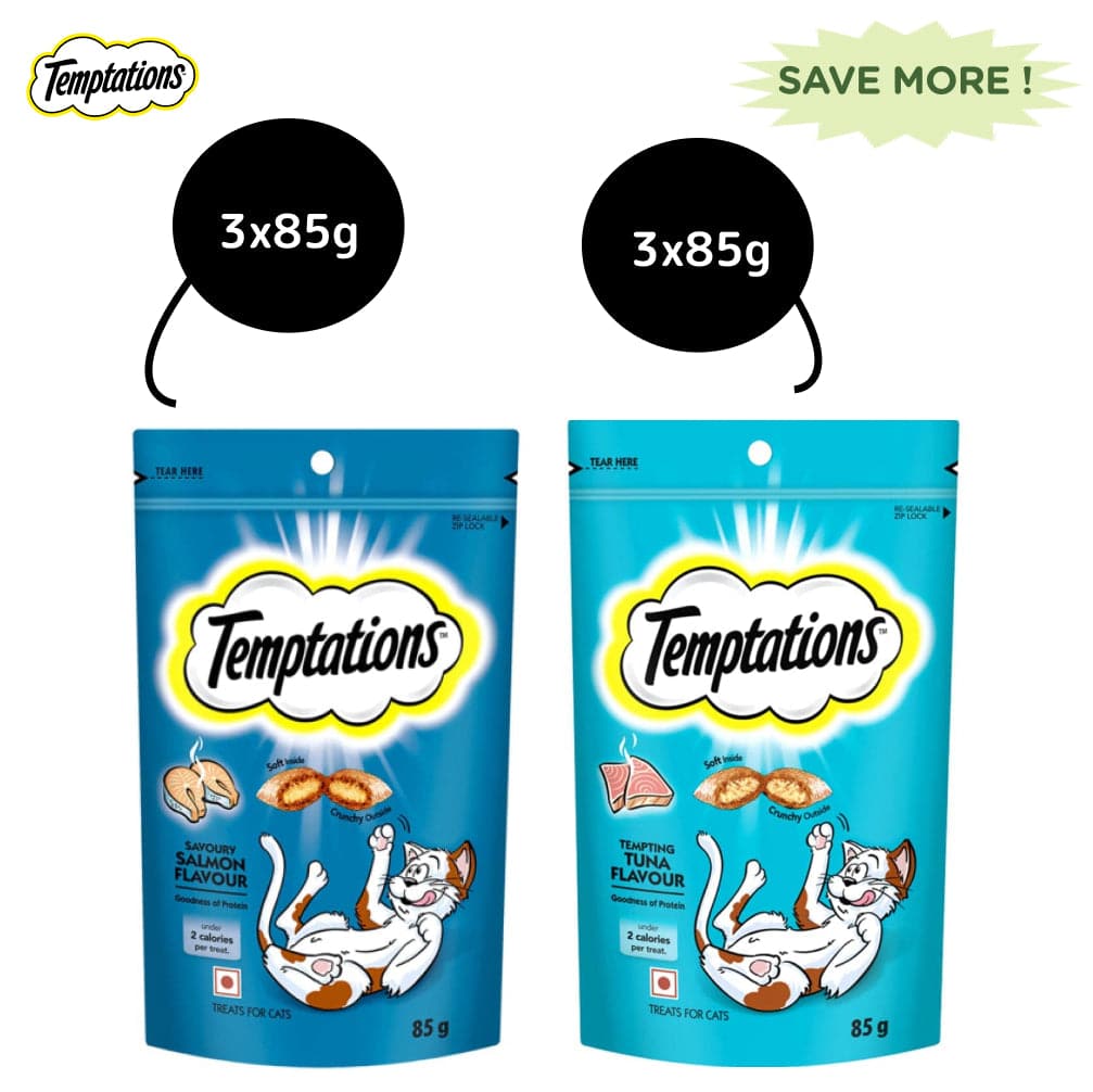 Temptations Tempting Tuna and Savoury Salmon Flavour Cat Treats Combo