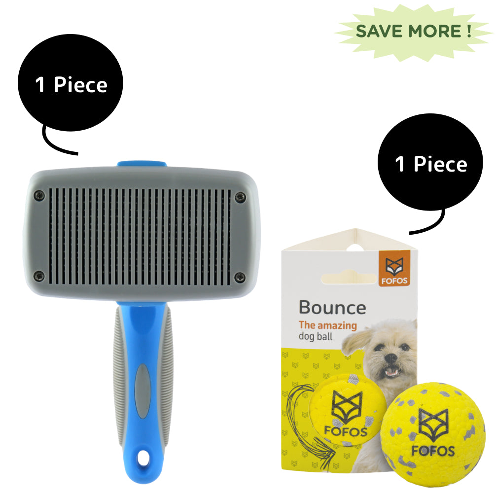 Fofos Super Bounce Chew Ball and Pet Vogue Pet Grooming Comb for Dogs Combo