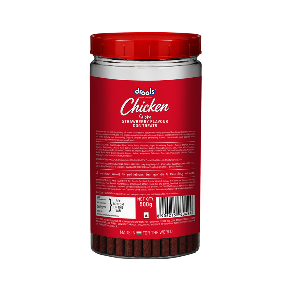 Drools Strawberry Flavour Chicken Sticks Treat for Dogs Dog Treats + Others Drools