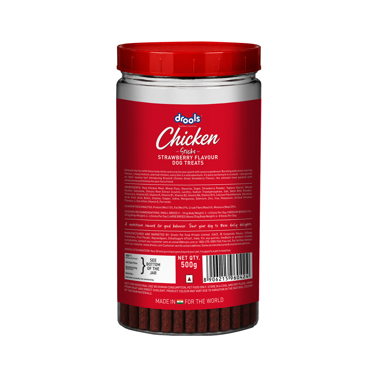 Drools Strawberry Flavour Chicken Sticks Treat for Dogs Dog Treats + Others Drools