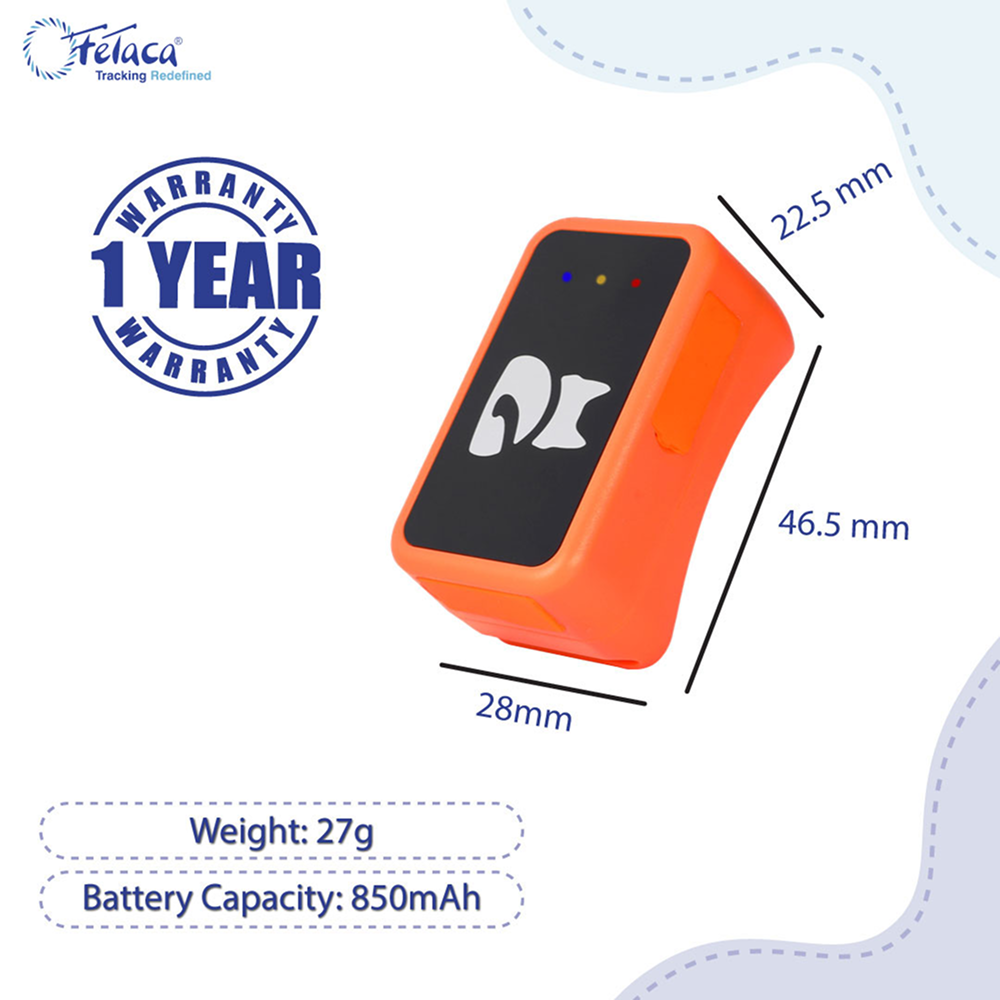 FeTaca Smart 4G GPS Tracker with Lifetime Free Tracking & 1 Year Data SIM Subscription for Dogs and Cats (Orange) Both-Collar, Leashes, harnesses FeTaca Dropship