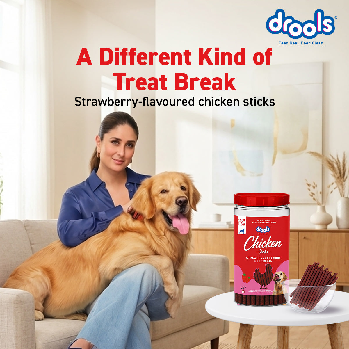 Drools Strawberry Flavour Chicken Sticks Treat for Dogs Dog Treats + Others Drools