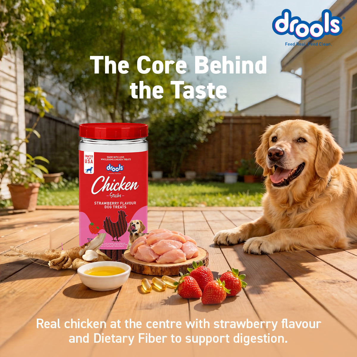 Drools Strawberry Flavour Chicken Sticks Treat for Dogs Dog Treats + Others Drools