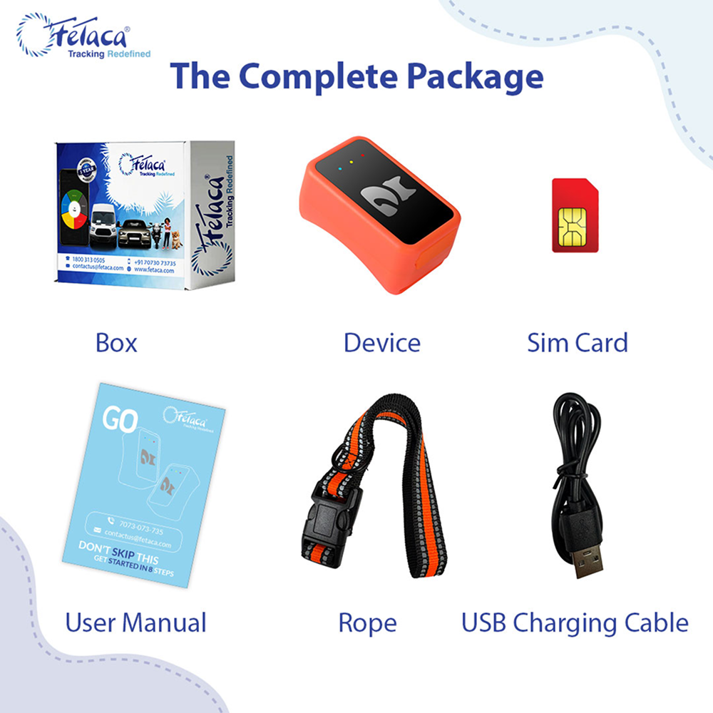 FeTaca Smart 4G GPS Tracker with Lifetime Free Tracking & 1 Year Data SIM Subscription for Dogs and Cats (Orange) Both-Collar, Leashes, harnesses FeTaca Dropship
