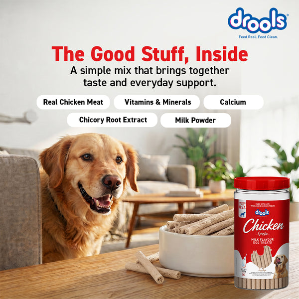 Drools Milk Flavour Chicken Sticks Treat for Dogs