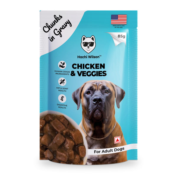 Hachi Wilson Premium Chicken & Veggies with Chunks in Gravy Dog Wet Food
