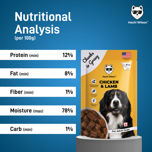 Hachi Wilson Premium Chicken & Lamb with Chunks in Gravy Dog Wet Food