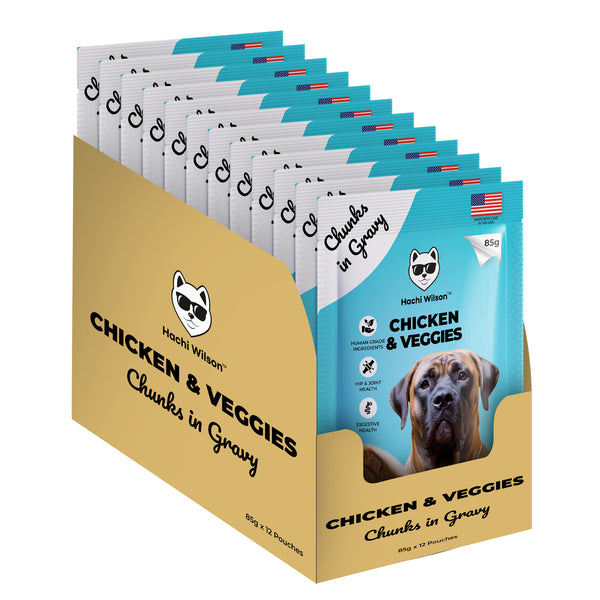 Hachi Wilson Premium Chicken & Veggies with Chunks in Gravy Dog Wet Food