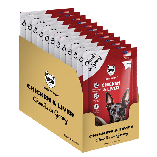 Hachi Wilson Premium Chicken & Liver with Chunks in Gravy Dog Wet Food