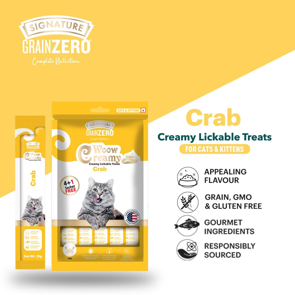 Signature Grain Zero Crab and Chicken & Liver Lickable Creamy Cat Treats Combo