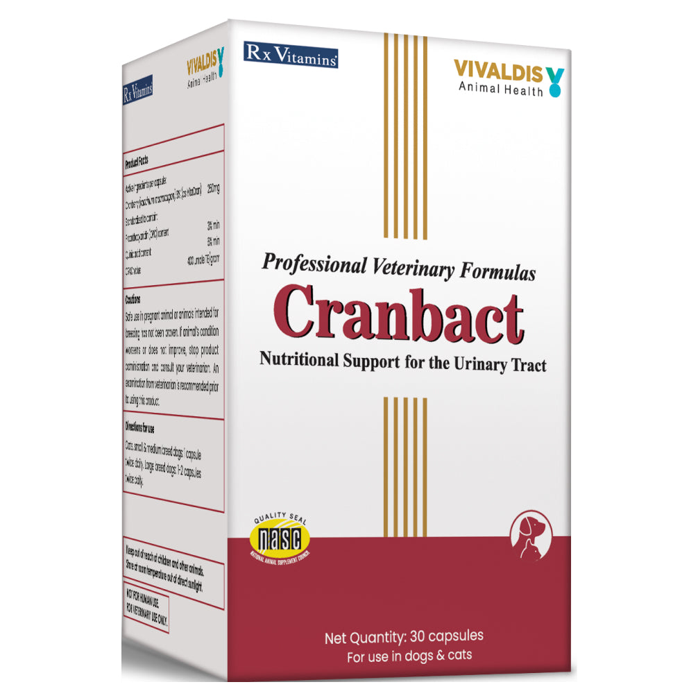 Vivaldis Cranbact Capsules for Dogs and Cats (pack of 30 capsules)