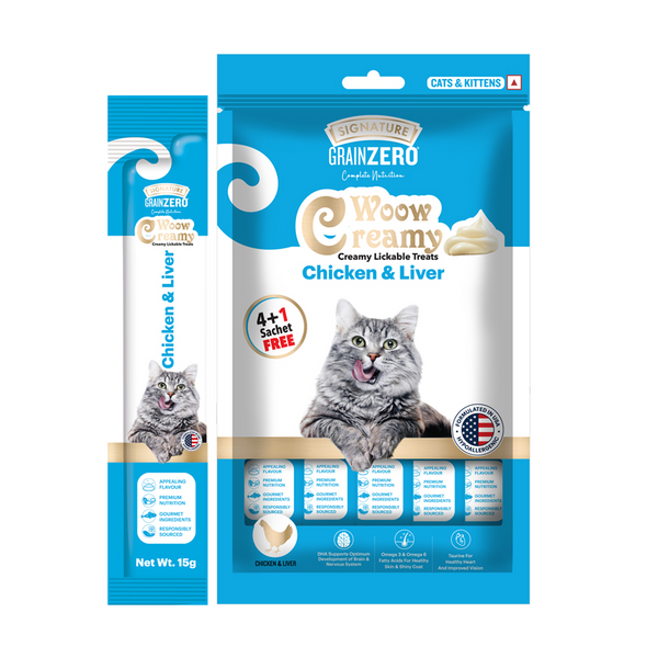 Signature Grain Zero Crab and Chicken & Liver Lickable Creamy Cat Treats Combo
