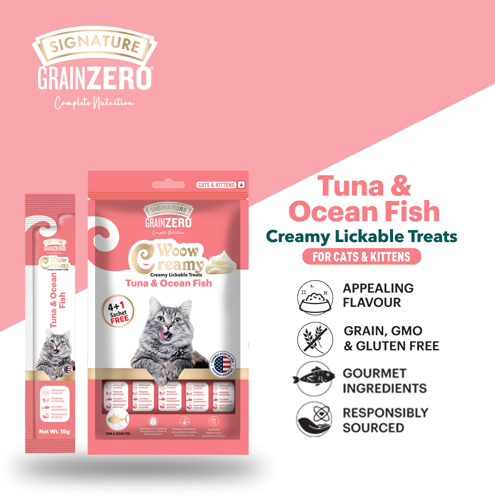 Signature Grain Zero Tuna and Ocean Fish & Chicken and Liver Lickable Creamy Cat Treats Combo