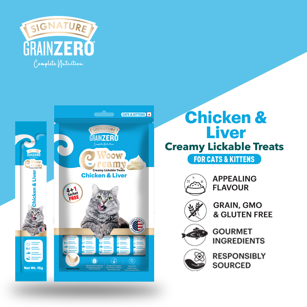 Signature Grain Zero Tuna and Ocean Fish & Chicken and Liver Lickable Creamy Cat Treats Combo