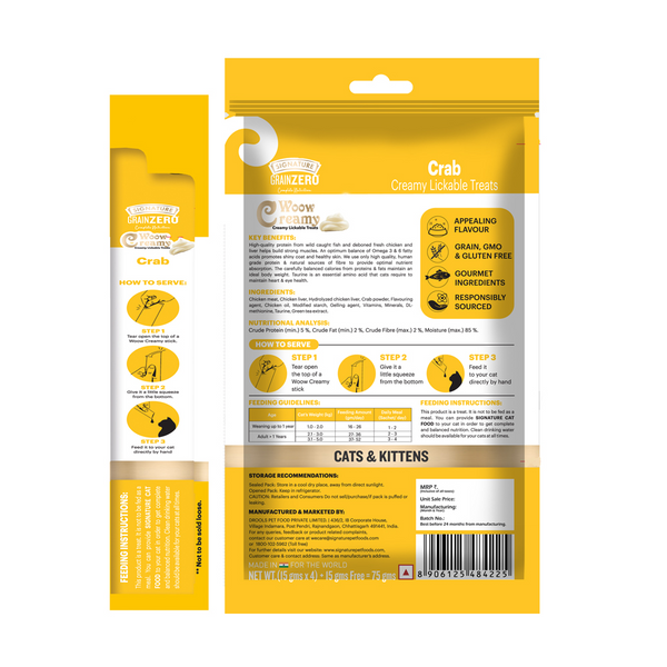 Signature Grain Zero Crab, Salmon and Tuna and Ocean Fish Lickable Creamy Cat Treats Combo