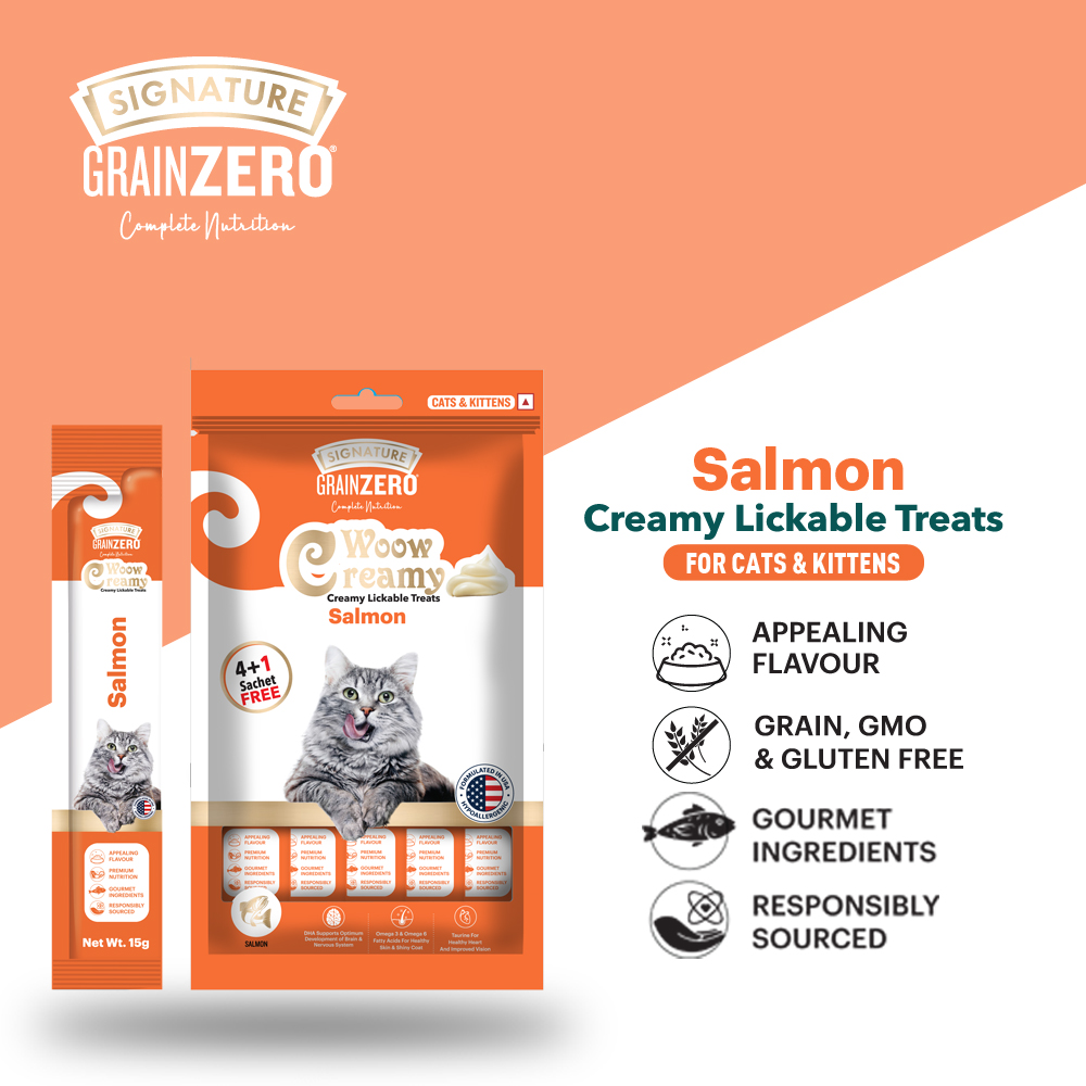 Signature Grain Zero Salmon & Chicken and Liver Lickable Creamy Cat Treats Combo