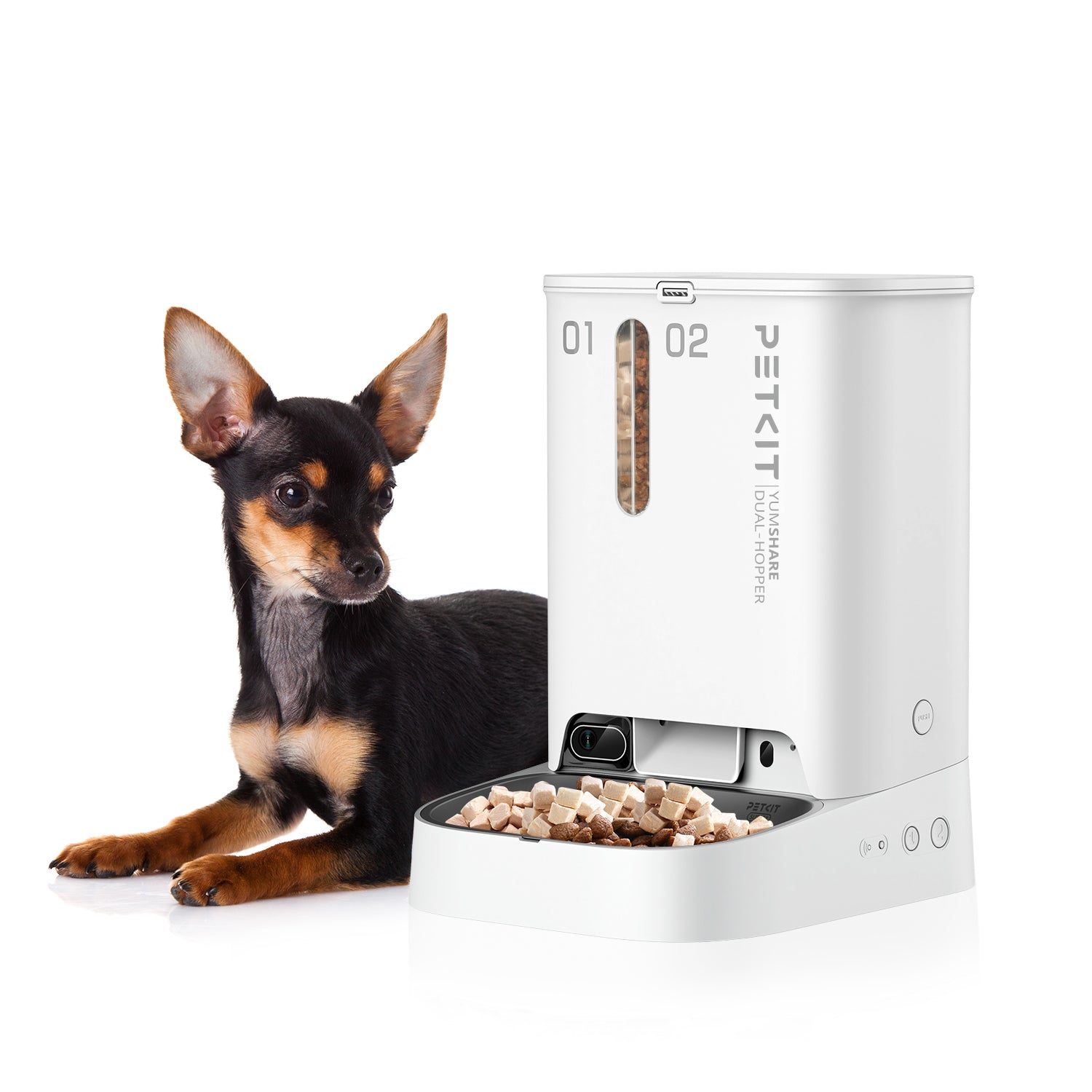 Petkit YumShare Dual Hopper Automatic 2.4G WiFi Food Dispenser with HD Camera for Dogs and Cats Both-Bowls & Feeders Petkit Dropship
