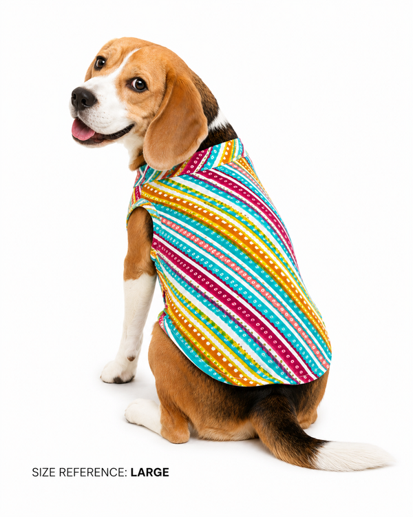 Pawgypets Multi Lehriya & Bandani Kurta for Dogs (Pack of 2)