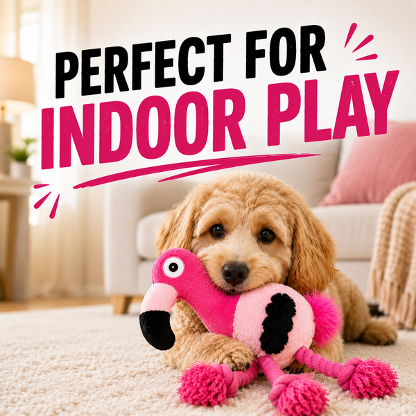 Talking Dog Club Flamingo Ultrasonic Plush & Rope Toy for Dogs