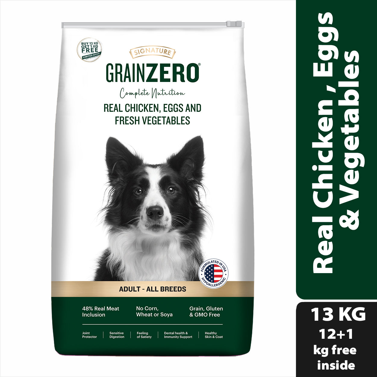 Signature Grain Zero Real Chicken, Egg and Vegetables Adult Dog Dry Food