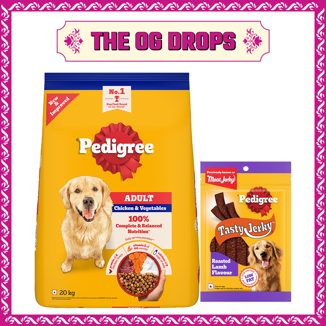 Pedigree Chicken and Vegetables Adult Dog Dry Food Dogs- Dry Food Pedigree 20kg+70g Treat Free