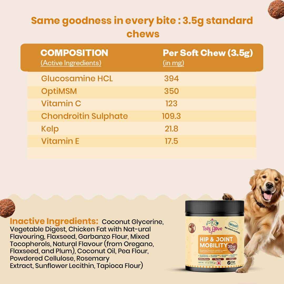 TailsAlive Hip & Joint Chicken Flavor Soft Chews Supplements for Dogs Dogs-Health & Wellness TailsAlive