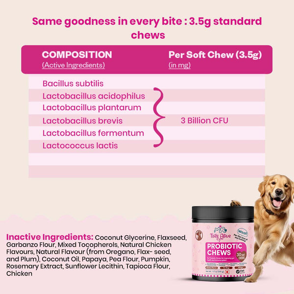 TailsAlive Probiotic Chicken Flavor Soft Chews Supplements for Dogs