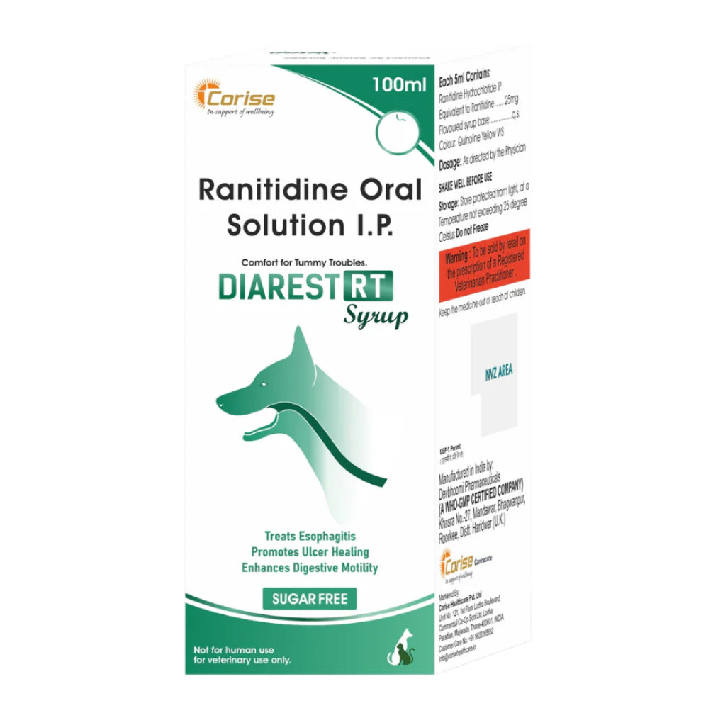 Corise Diarest RT Syrup (Ranitidine Oral solution) for Dogs and Cats ...