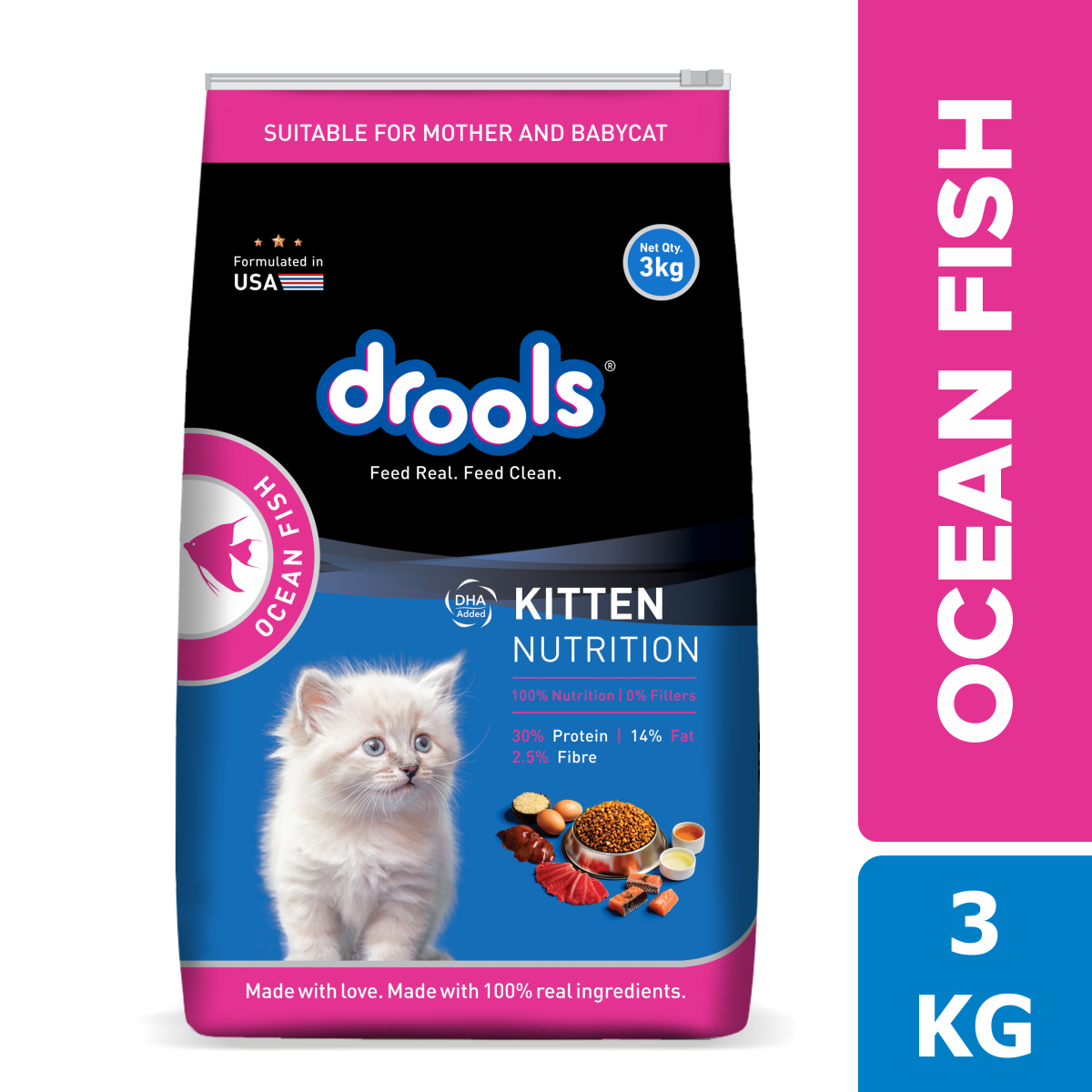 Drools Ocean Fish Kitten Cat Dry Food Cats- Dry food Drools 3kg