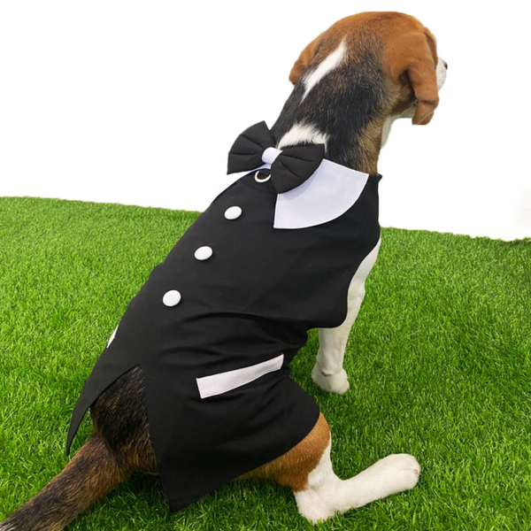 Dogobow Tuxedo Wrap for Dogs (Black / White) (Get a Bow Free)