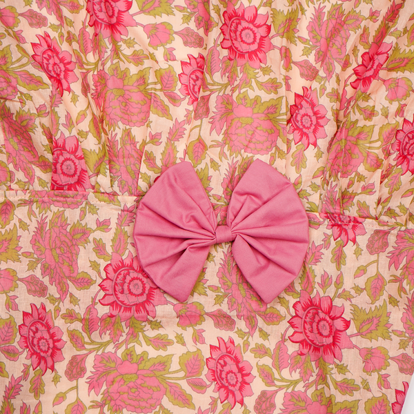 Skatrs Cotton Dress for Dogs and Cats (Off White and Pink Lotus)