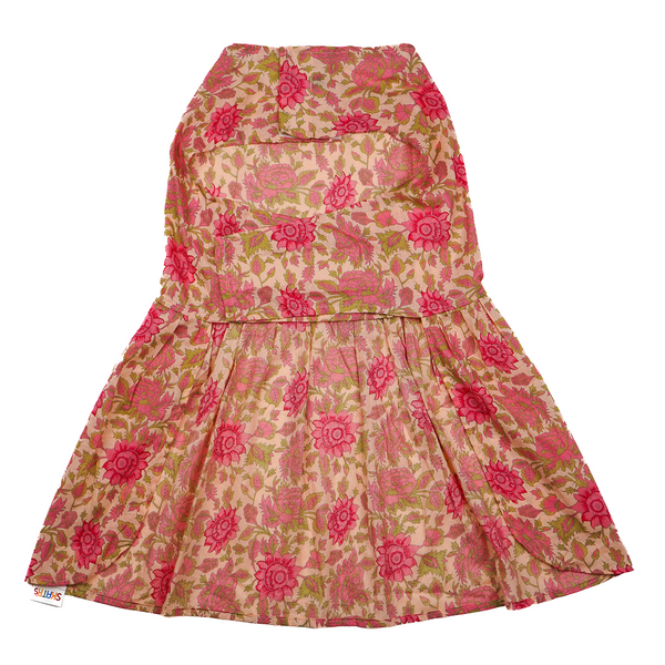 Skatrs Cotton Dress for Dogs and Cats (Off White and Pink Lotus)