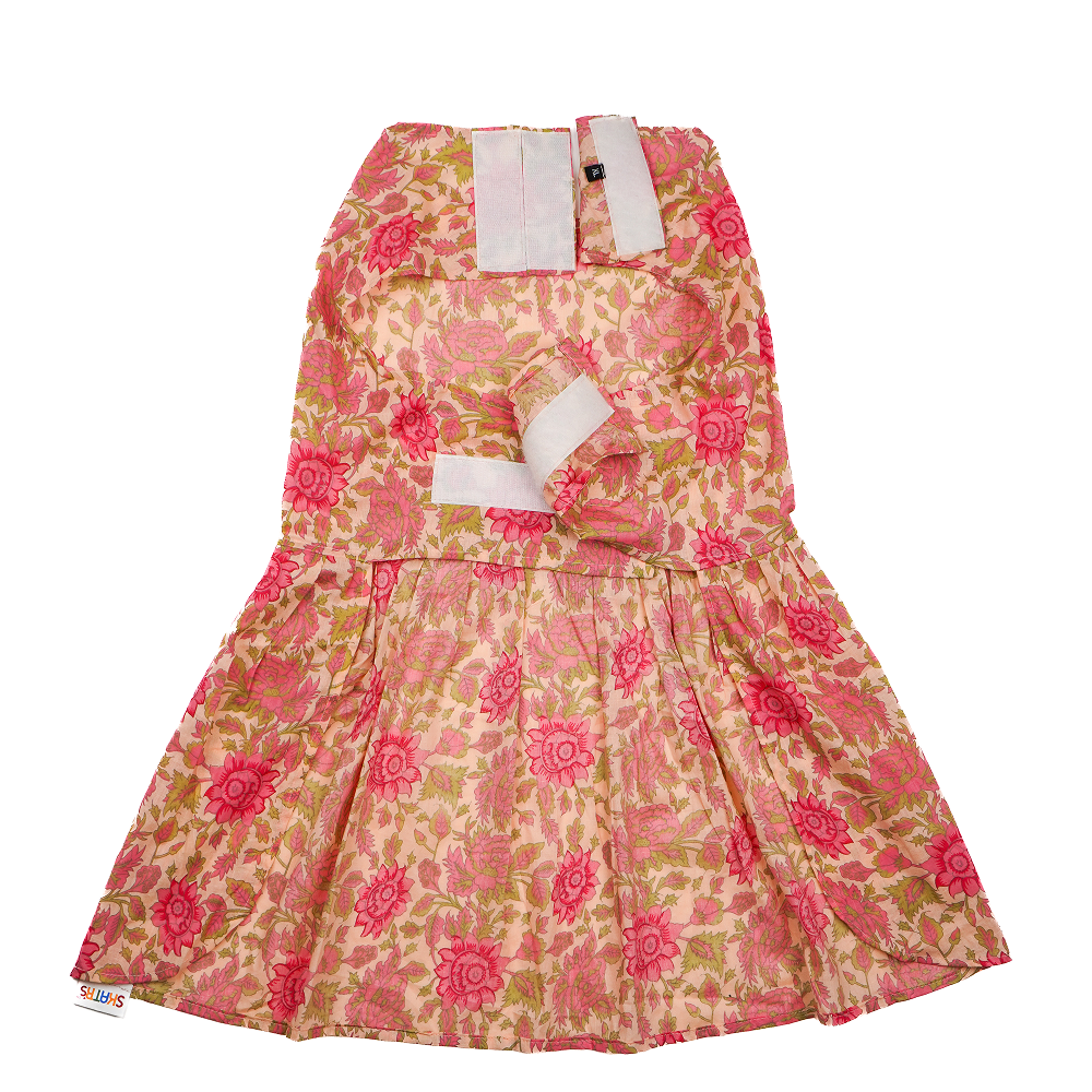 Skatrs Cotton Dress for Dogs and Cats (Off White and Pink Lotus) Both-Clothing & Accessories Skatrs