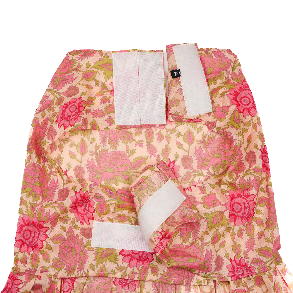 Skatrs Cotton Dress for Dogs and Cats (Off White and Pink Lotus) Both-Clothing & Accessories Skatrs