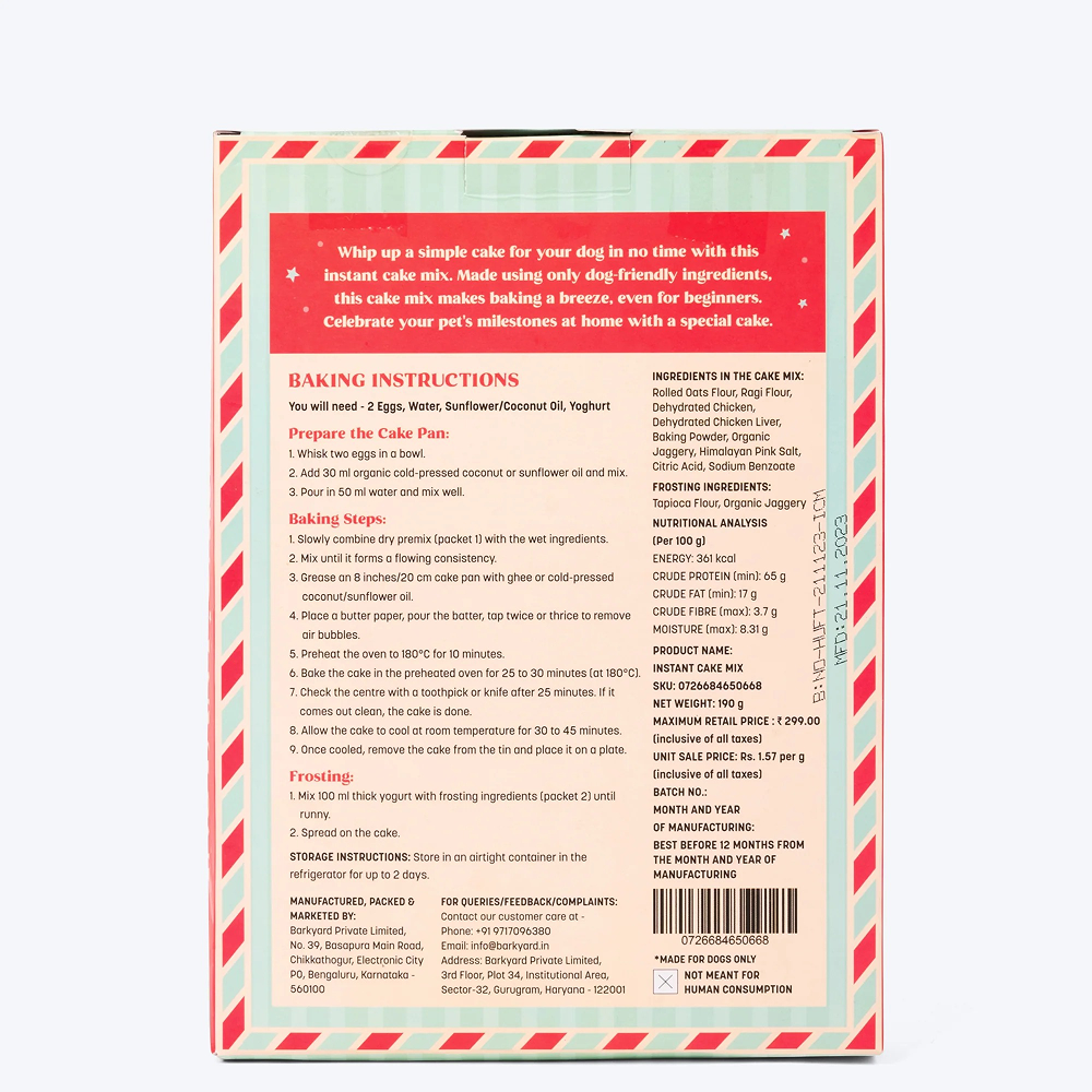 HUFT Gluten Free Instant Chicken Cake Frosting Mix Dog Treats Dog Treats + Others Heads Up for Tails