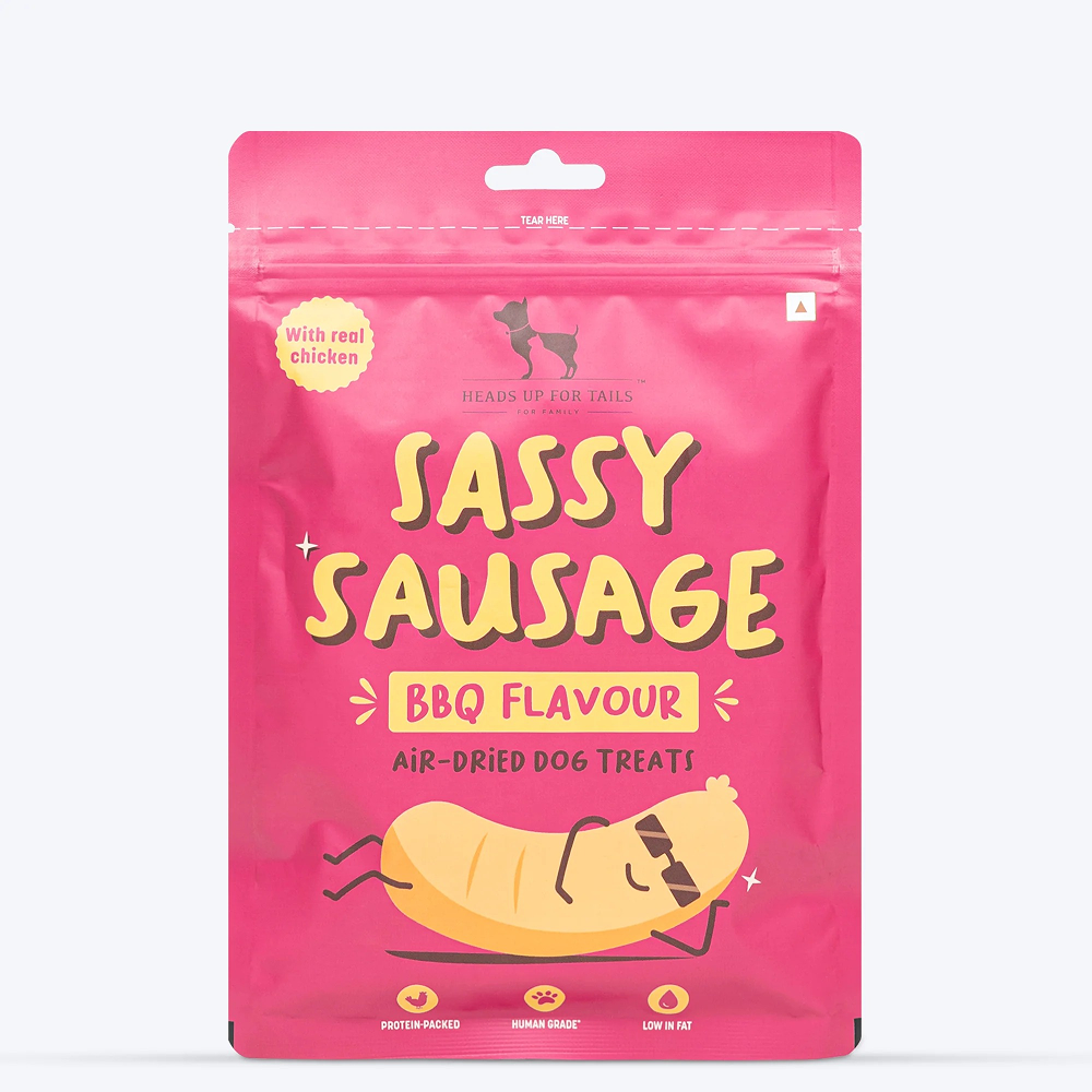HUFT Sassy Sausage BBQ with Real Chicken Air Dried Treats for Dogs Dog Treats + Others Heads Up for Tails 100g