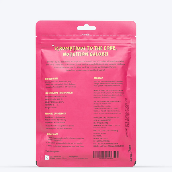 HUFT Sassy Sausage BBQ with Real Chicken Air Dried Treats for Dogs