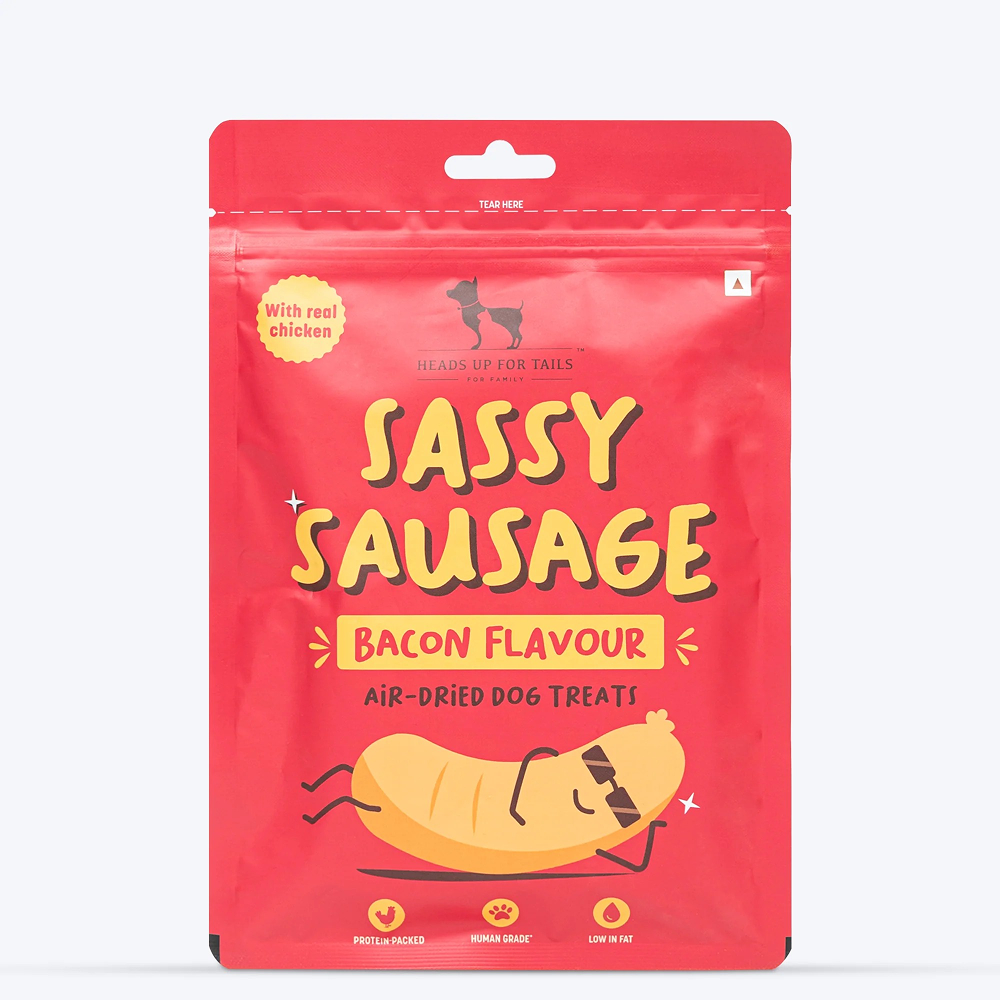 HUFT Sassy Sausage Bacon with Real Chicken Air Dried Treats for Dogs Dog Treats + Others Heads Up for Tails 100g