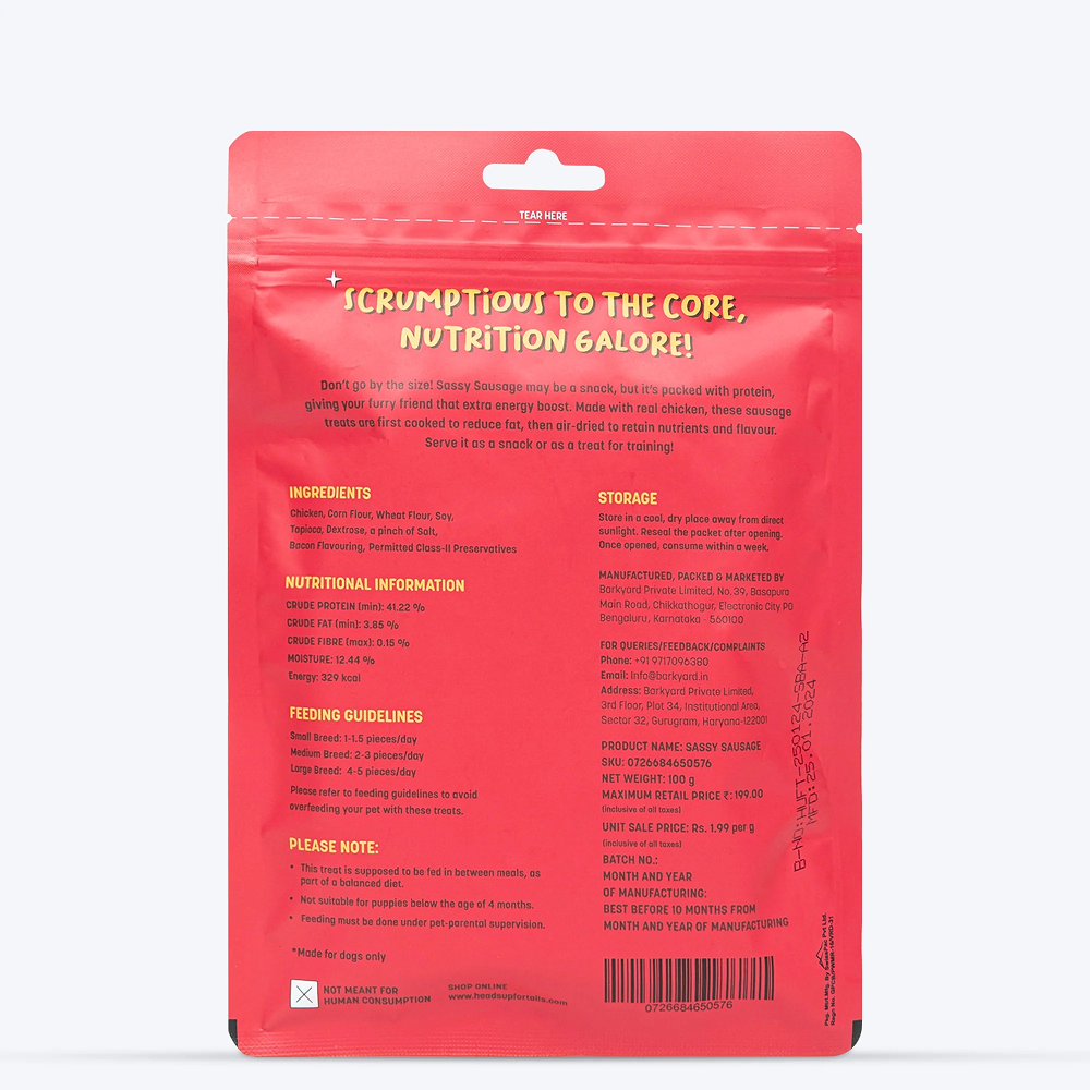 HUFT Sassy Sausage Bacon with Real Chicken Air Dried Treats for Dogs Dog Treats + Others Heads Up for Tails