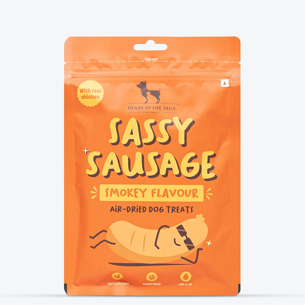 HUFT Sassy Sausage Smokey with Real Chicken Air Dried Treats for Dogs Dog Treats + Others Heads Up for Tails 100g