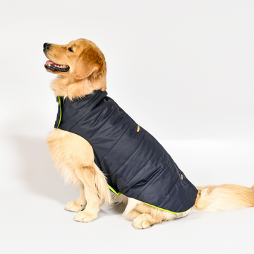 Skatrs Midnight Blue Puffer Reversible Jacket for Dogs and Cats | With Adjustable Baby Velcro