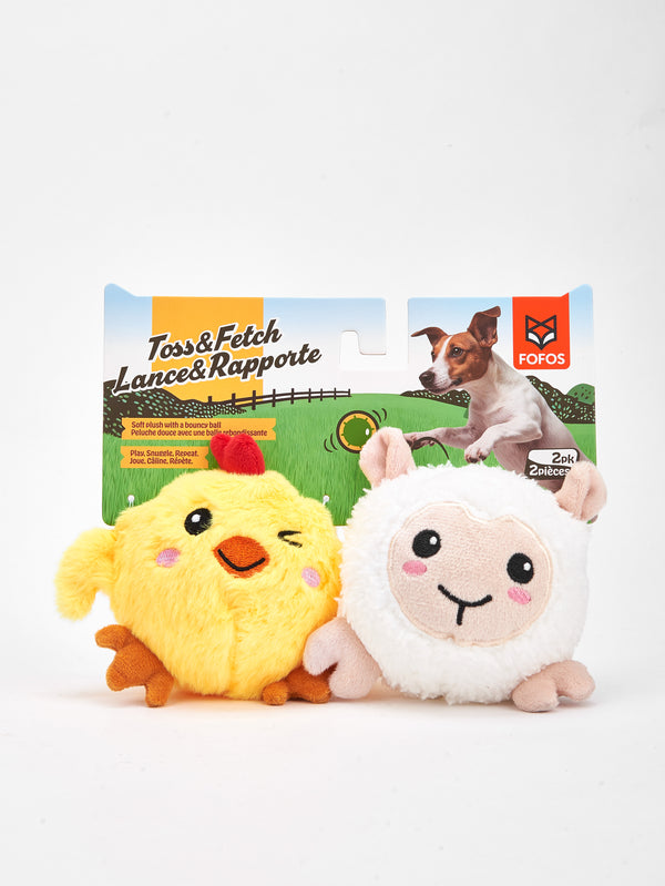 Fofos Chick and Lamb Sprike Ball Animal Toy for Dogs