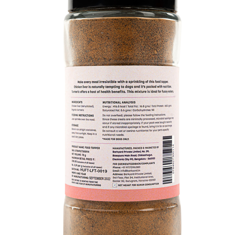 HUFT Chicken Liver with Organic Turmeric Food Topper for Dogs Dogs- Dry Food Heads Up for Tails