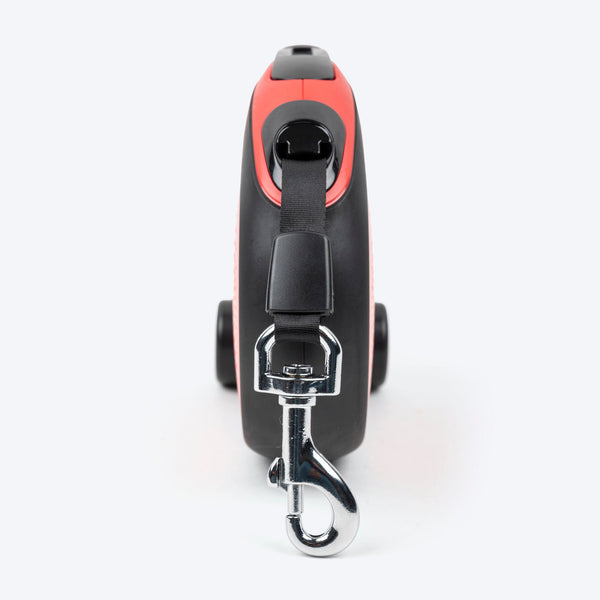 HUFT Retractable Leash With Poop Bag Dispenser for Dogs (Red)