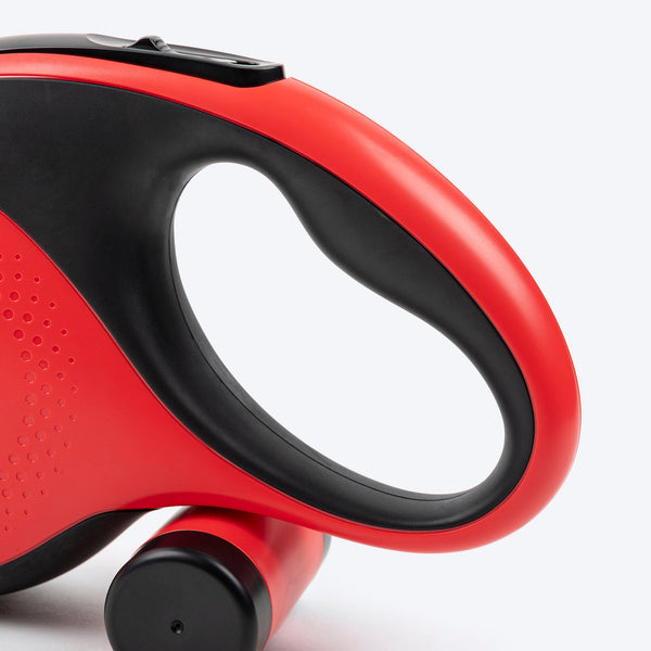 HUFT Retractable Leash With Poop Bag Dispenser for Dogs (Red)