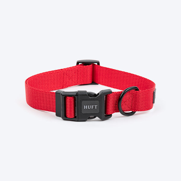 HUFT Classic D Ring Collar for Dogs (Cherry Red)